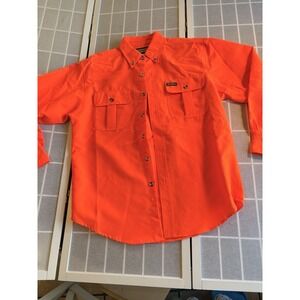 Remington Men Sz L Blaze Orange Hunting Long Sleeve Heavy Shirt Button Up Safety